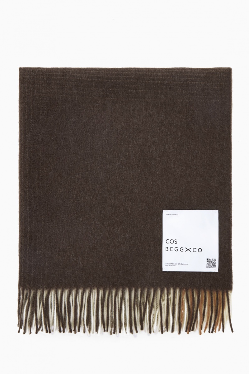 Men's COS Checked Lambswool And Cashmere Blanket Brown NZ-41GCUBAQD