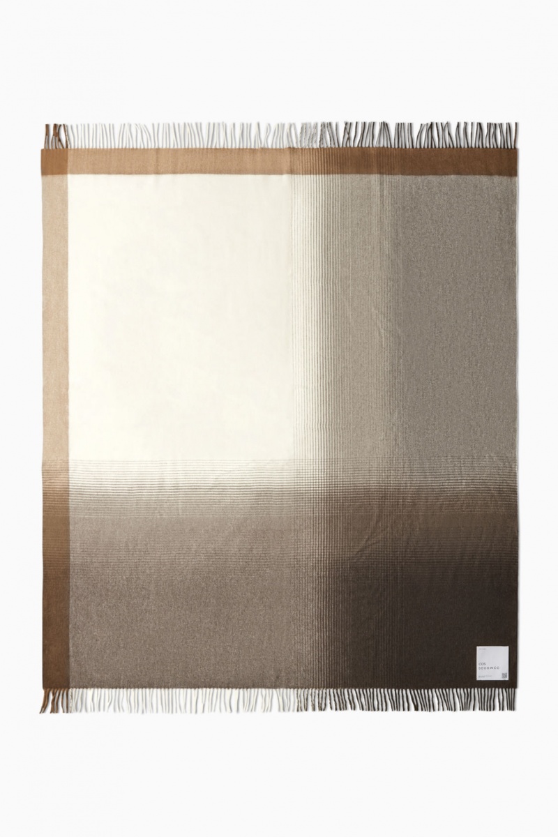 Men's COS Checked Lambswool And Cashmere Blanket Brown NZ-41GCUBAQD