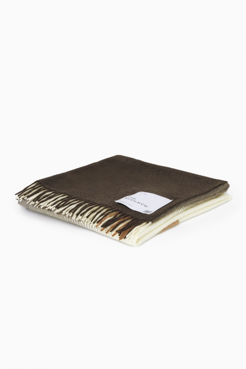 Men's COS Checked Lambswool And Cashmere Blanket Brown NZ-41GCUBAQD