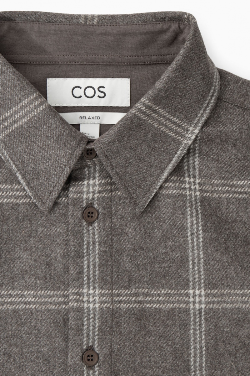 Men's COS Checked Wool Shirts Dark Grey NZ-57ENZRYMB