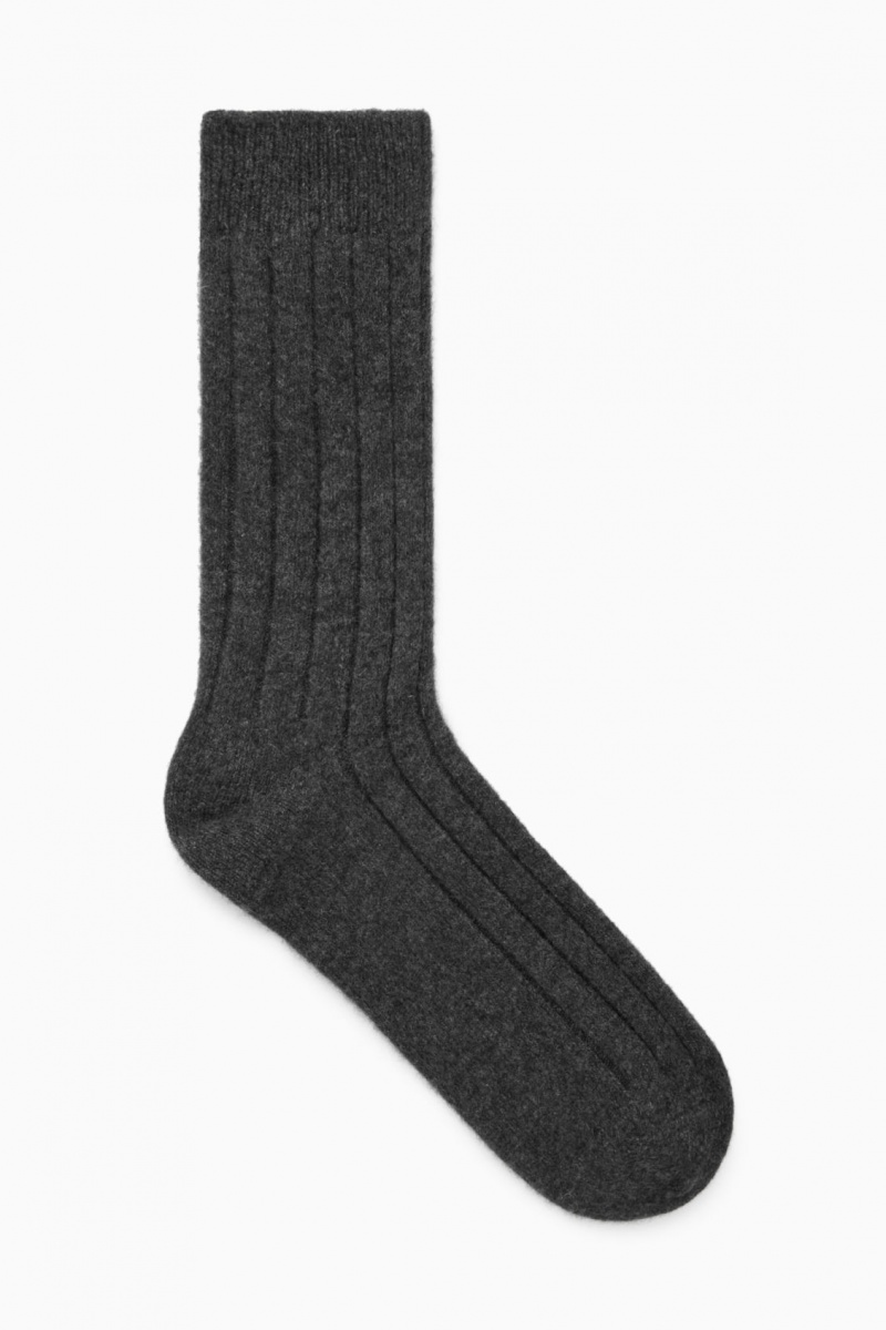 Men's COS Chunky Cashmere Socks Dark Grey NZ-58CTBWHNY