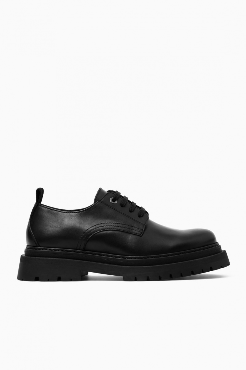 Men's COS Chunky Leather Derby Shoes Black NZ-50ADVNOSU