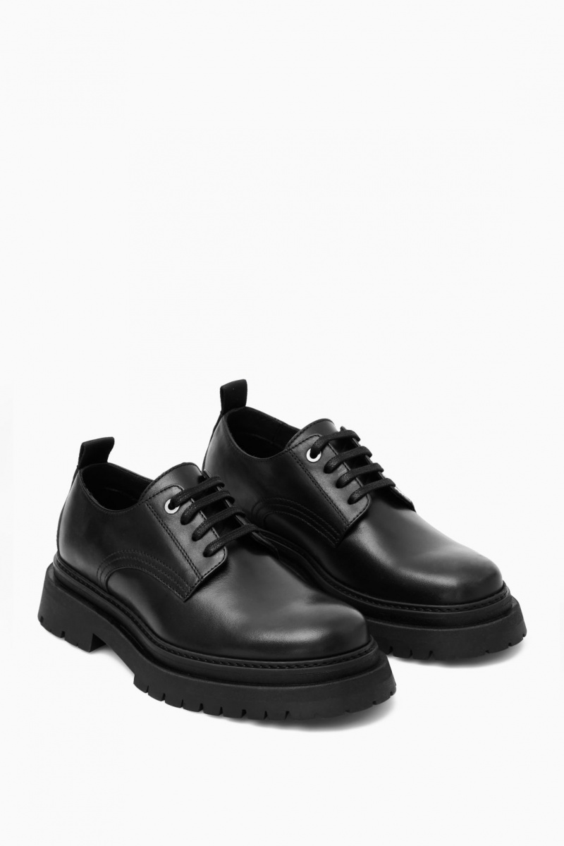 Men's COS Chunky Leather Derby Shoes Black NZ-50ADVNOSU