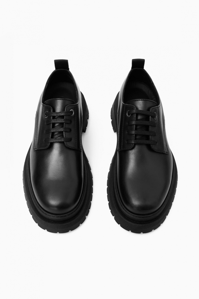 Men's COS Chunky Leather Derby Shoes Black NZ-50ADVNOSU