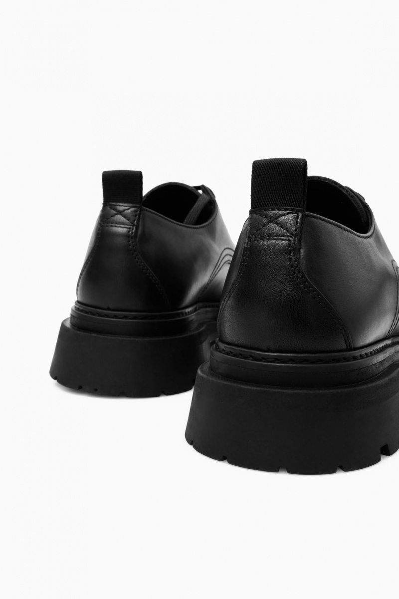 Men's COS Chunky Leather Derby Shoes Black NZ-50ADVNOSU