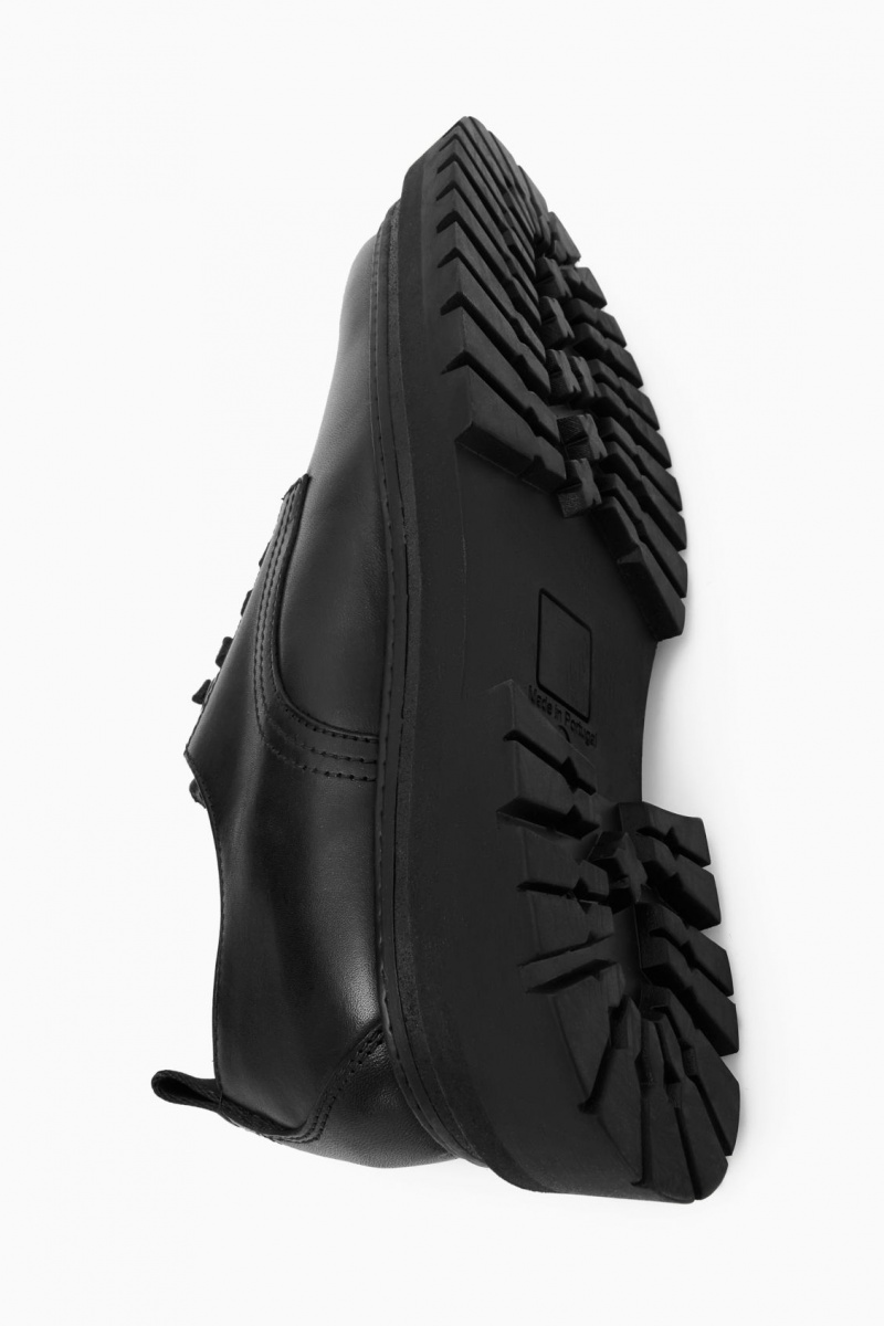 Men's COS Chunky Leather Derby Shoes Black NZ-50ADVNOSU