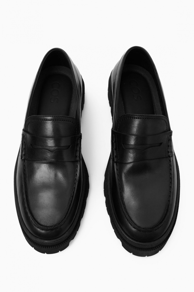 Men's COS Chunky Leather Loafers Black NZ-02YQRZDAN