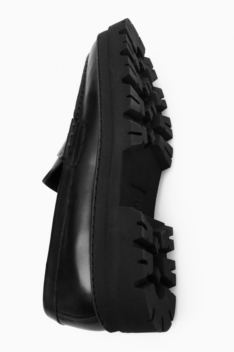 Men's COS Chunky Leather Loafers Black NZ-02YQRZDAN