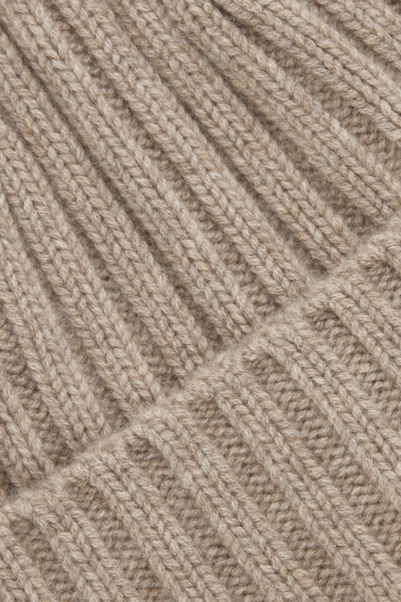 Men's COS Chunky Pure Cashmere Beanie Beige NZ-85PHIDWCX