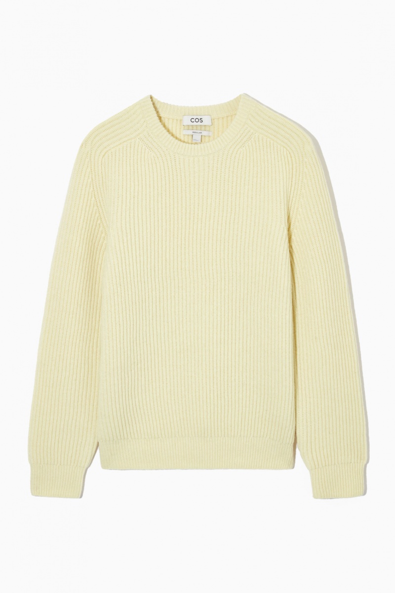 Men's COS Chunky Ribbed Wool Sweaters Cream NZ-81LGQPWXI