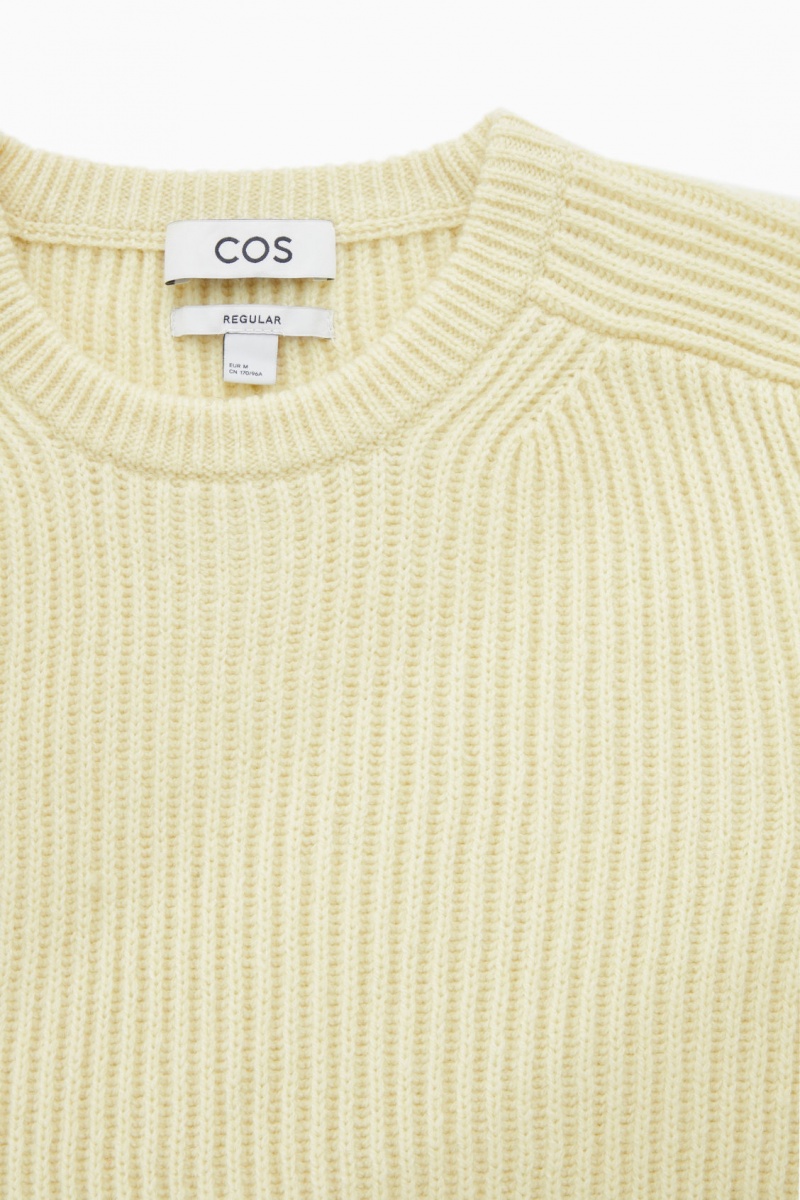 Men's COS Chunky Ribbed Wool Sweaters Cream NZ-81LGQPWXI