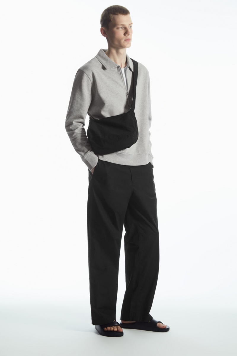 Men's COS Collared Half-Zip Sweatshirt Grey NZ-20MISWYLN