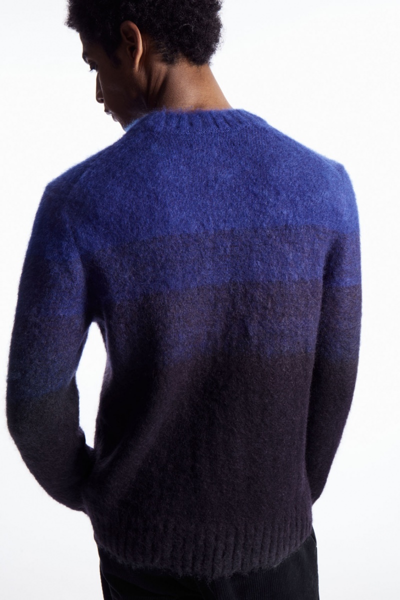 Men's COS Colour-Block Mohair-Blend Sweaters Light Blue / Navy NZ-64CPTSJKR