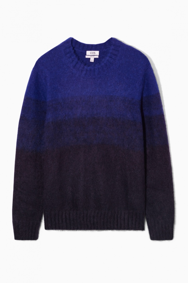 Men's COS Colour-Block Mohair-Blend Sweaters Light Blue / Navy NZ-64CPTSJKR