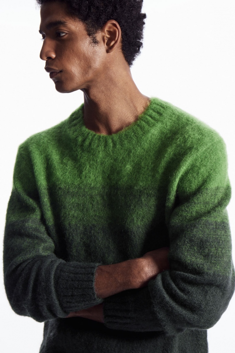 Men\'s COS Colour-Block Mohair-Blend Sweaters Green NZ-32NLRMYHP