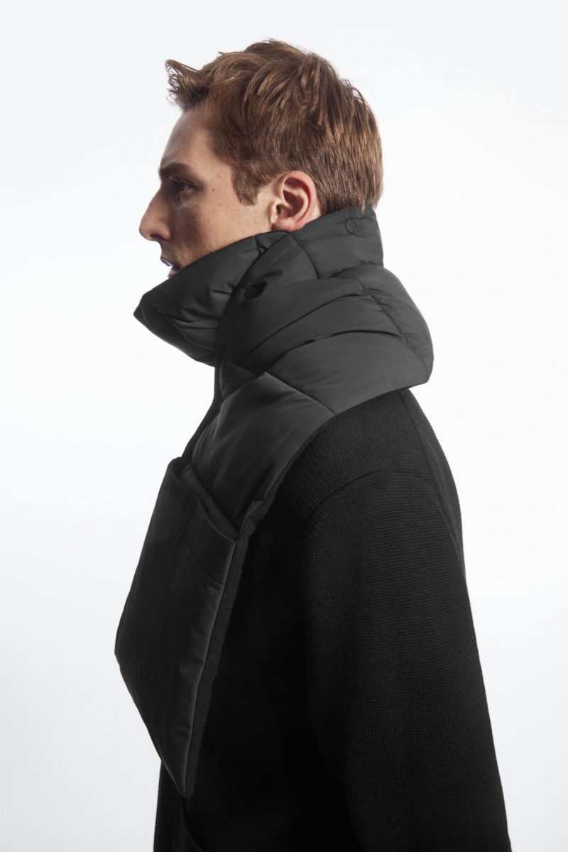 Men\'s COS Convertible Padded Scarf Black NZ-84PUHBWCM