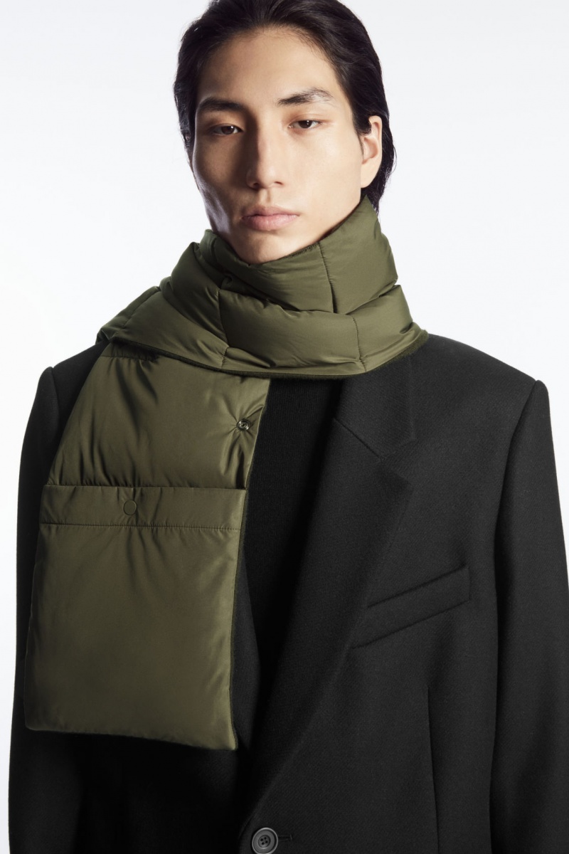 Men's COS Convertible Padded Scarf Khaki Green NZ-04WEPBHMV