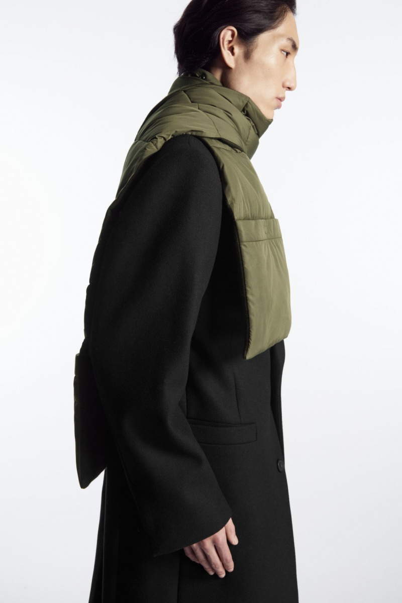 Men's COS Convertible Padded Scarf Khaki Green NZ-04WEPBHMV