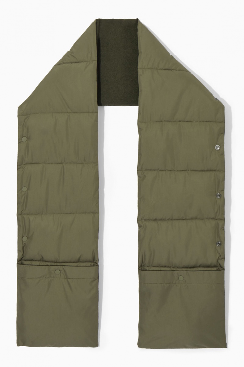 Men's COS Convertible Padded Scarf Khaki Green NZ-04WEPBHMV