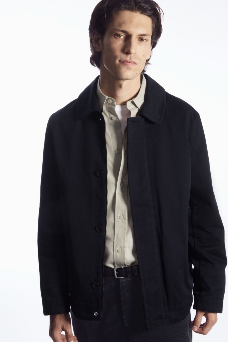 Men's COS Convertible Teddy-Lined Jackets Navy / Brown NZ-86ERXHJSY