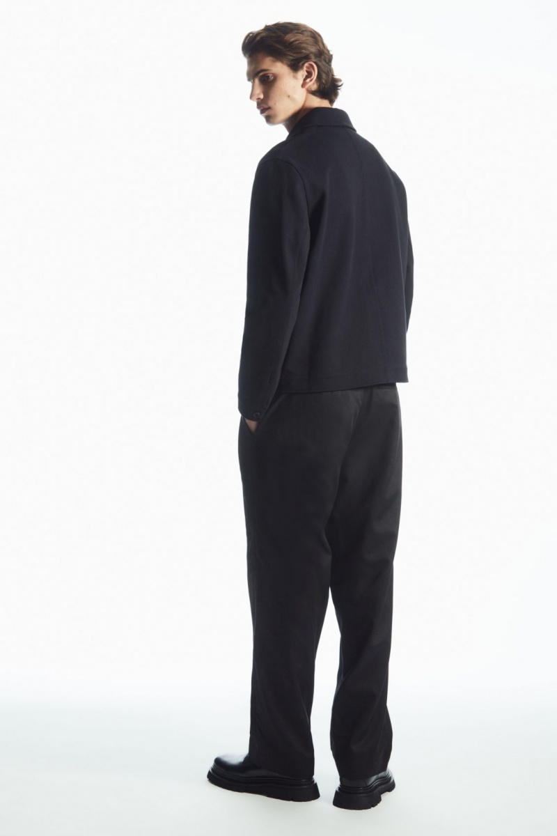 Men's COS Cotton-Twill Utility Jackets Navy NZ-26QZUJCYF