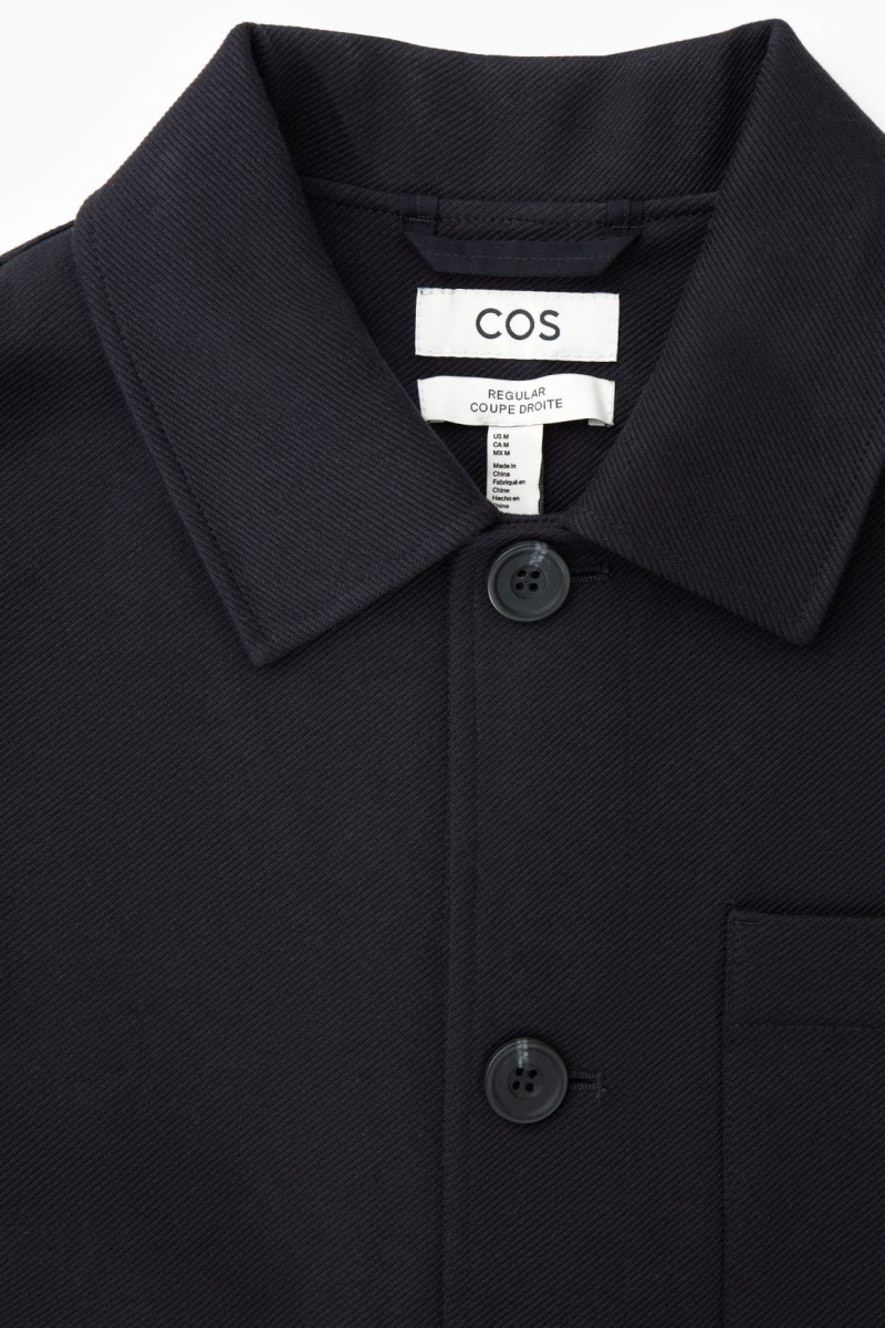 Men's COS Cotton-Twill Utility Jackets Navy NZ-26QZUJCYF
