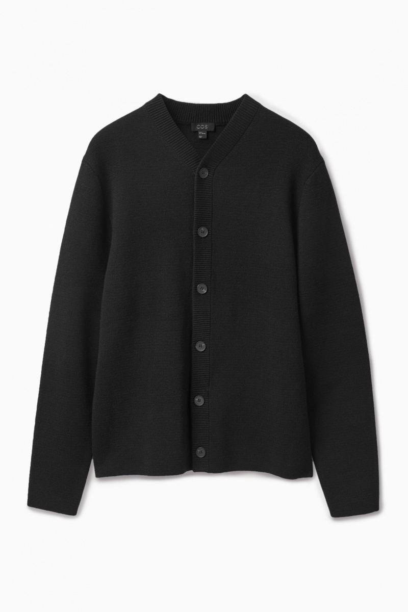 Men\'s COS Cotton And Wool-Blend Knitted Cardigan Black NZ-91SQIDUFH