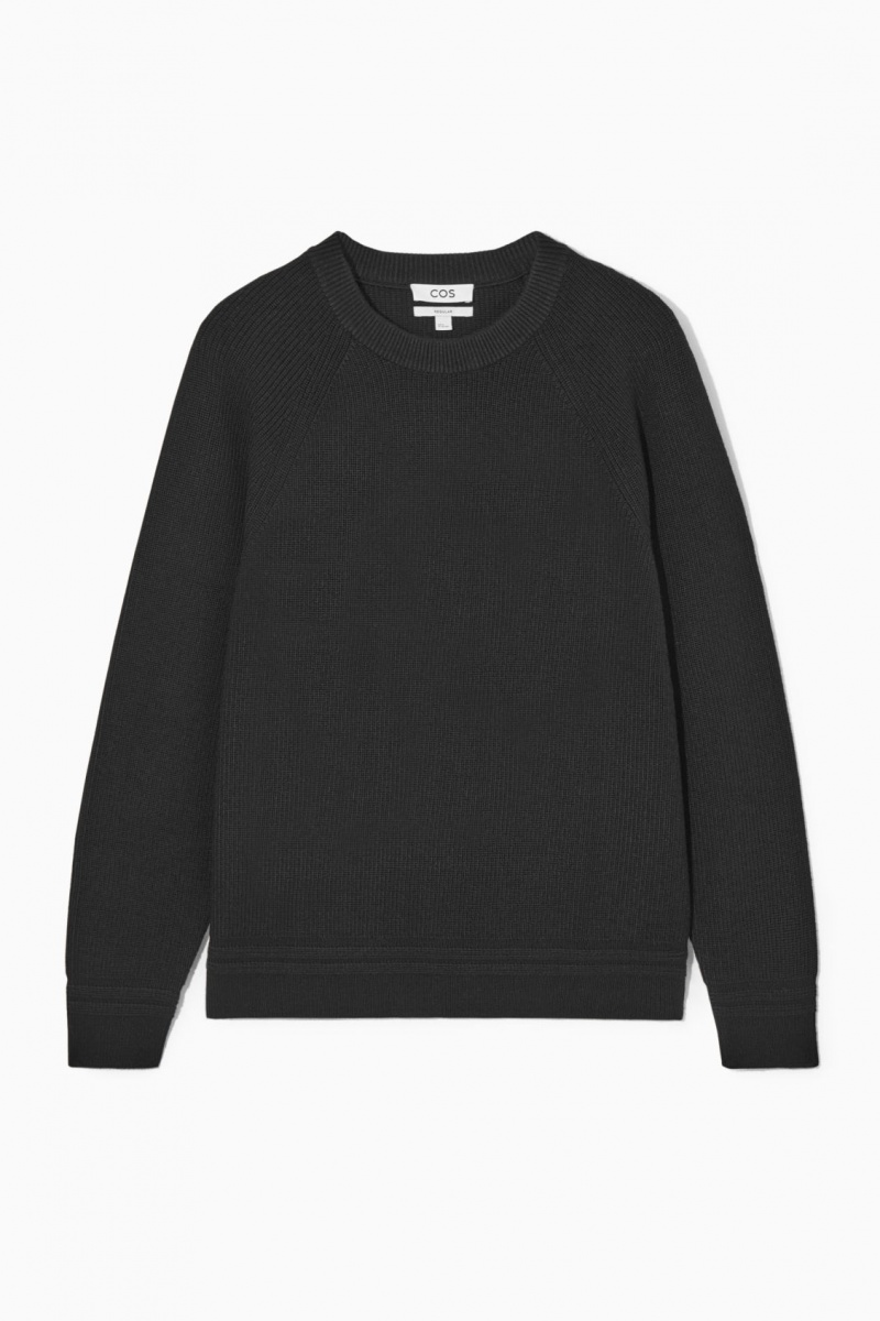 Men's COS Crew-Neck Wool Sweaters Black NZ-85CSHJEUQ