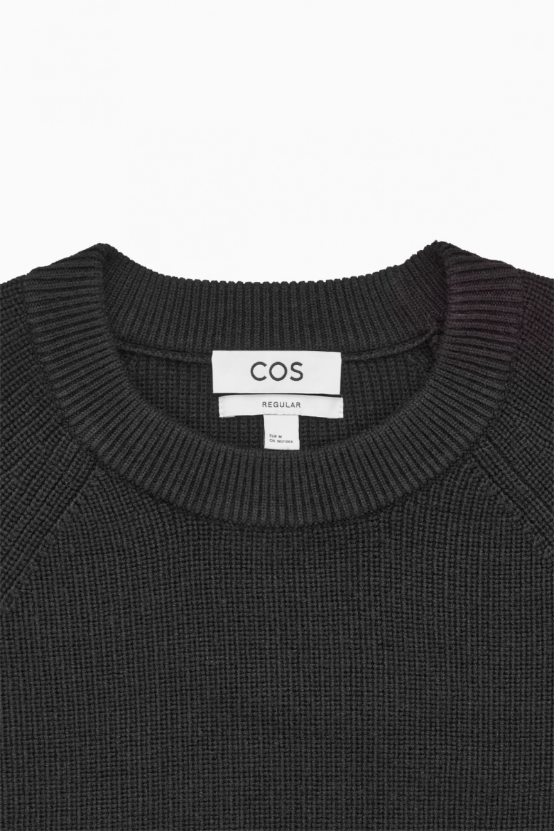 Men's COS Crew-Neck Wool Sweaters Black NZ-85CSHJEUQ