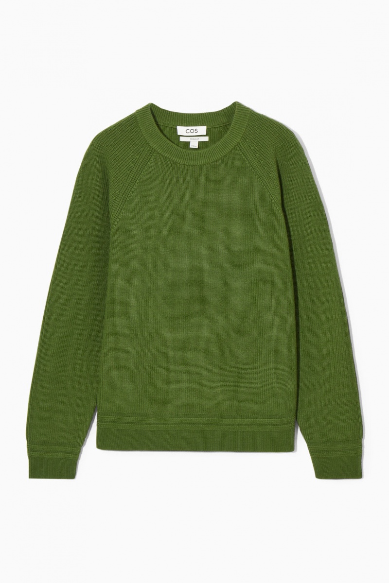 Men's COS Crew-Neck Wool Sweaters Green NZ-61SLXONFI