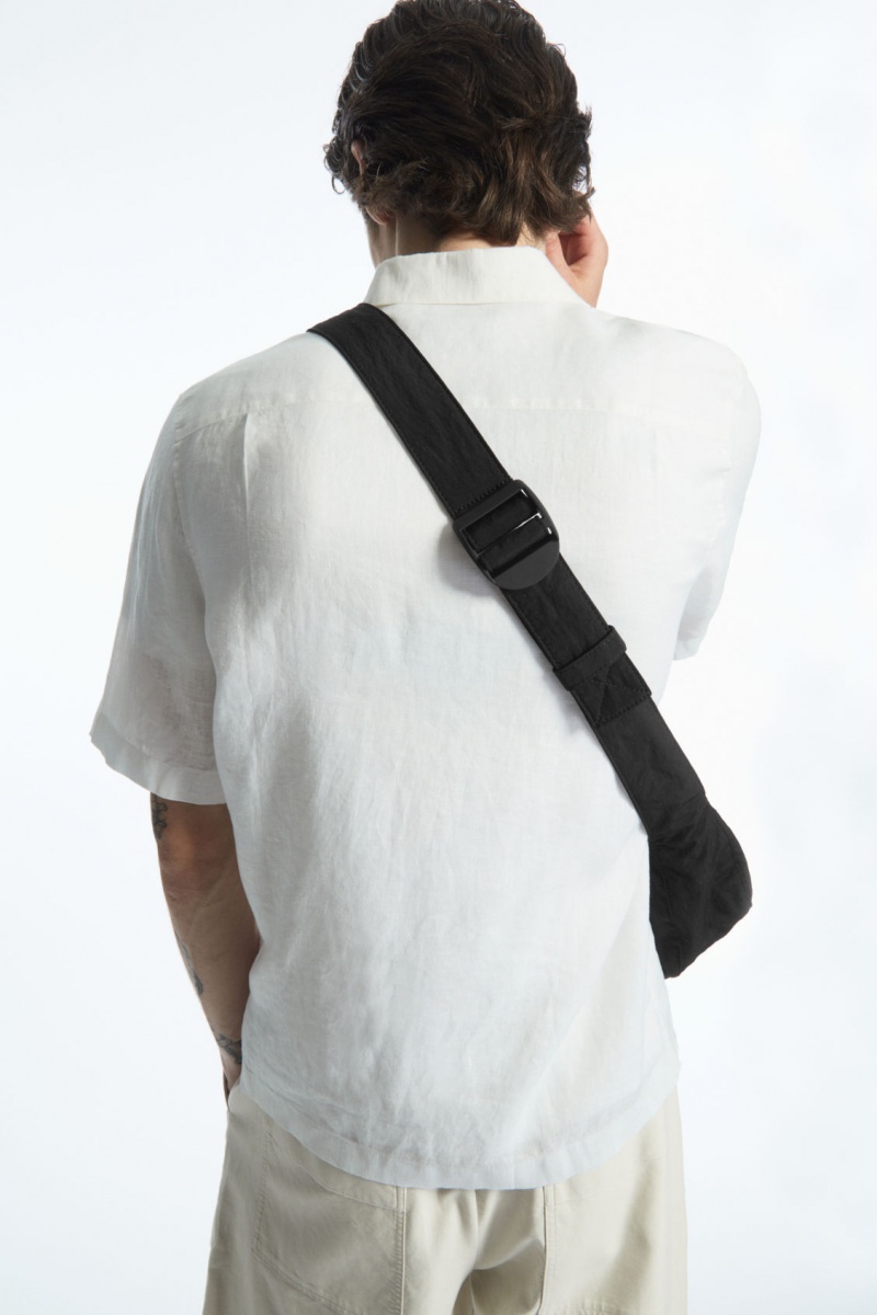 Men's COS Crossbody Saddle Nylon Crossbody Bag Black NZ-68NEYFPXB