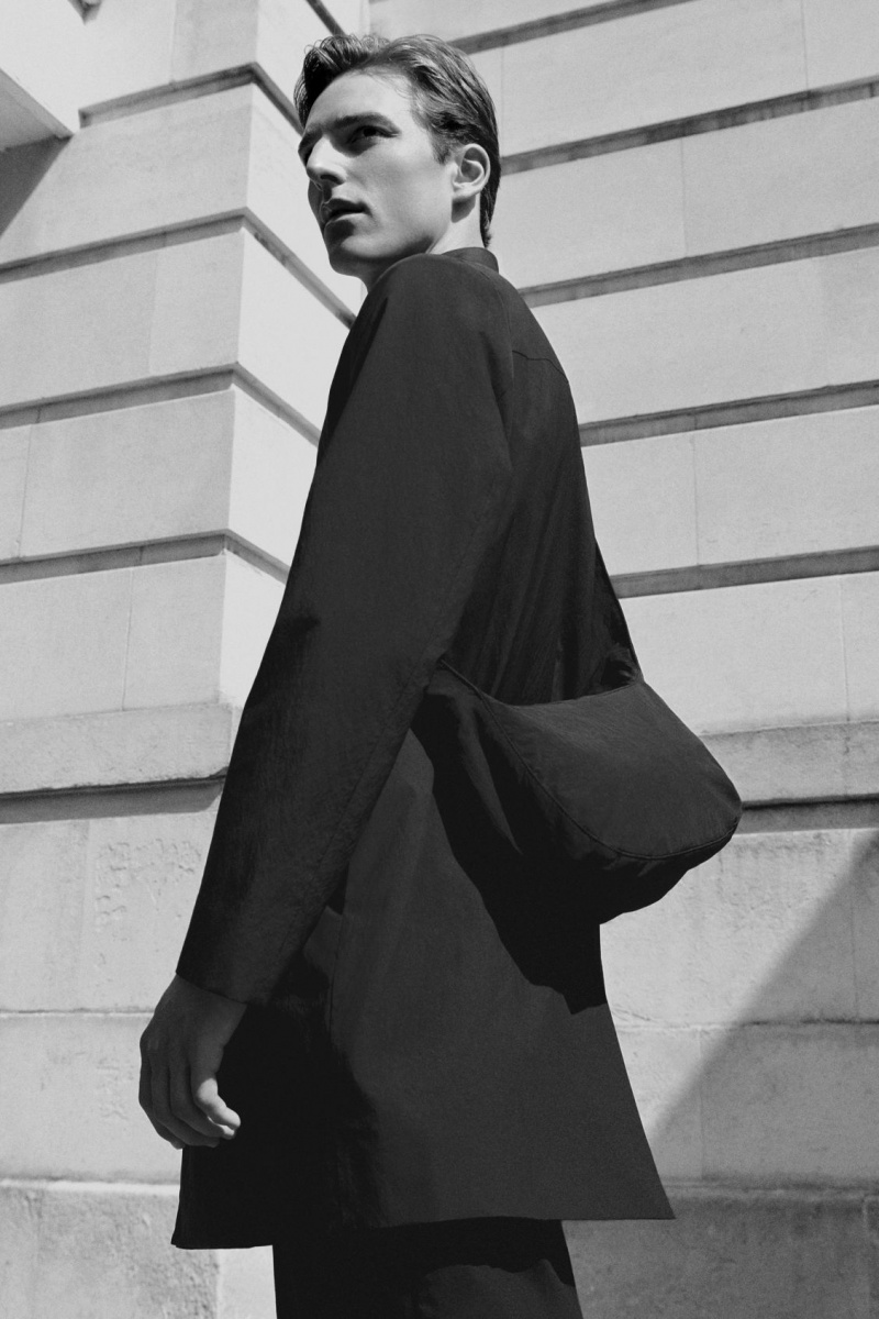 Men's COS Crossbody Saddle Nylon Crossbody Bag Black NZ-68NEYFPXB