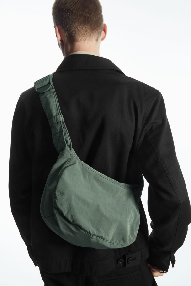 Men's COS Crossbody Saddle Nylon Crossbody Bag Dark Green NZ-76KSIBNTX