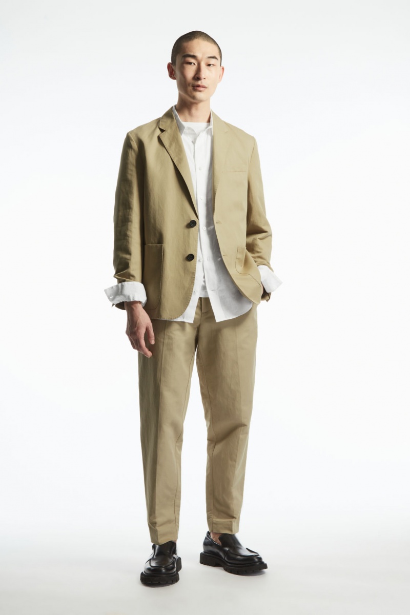 Men's COS Curved-Hem Linen Shirts White NZ-40AGZCFIB