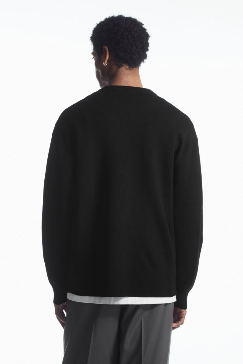 Men's COS Double-Faced Merino Wool Sweaters Black NZ-34TSHADUB