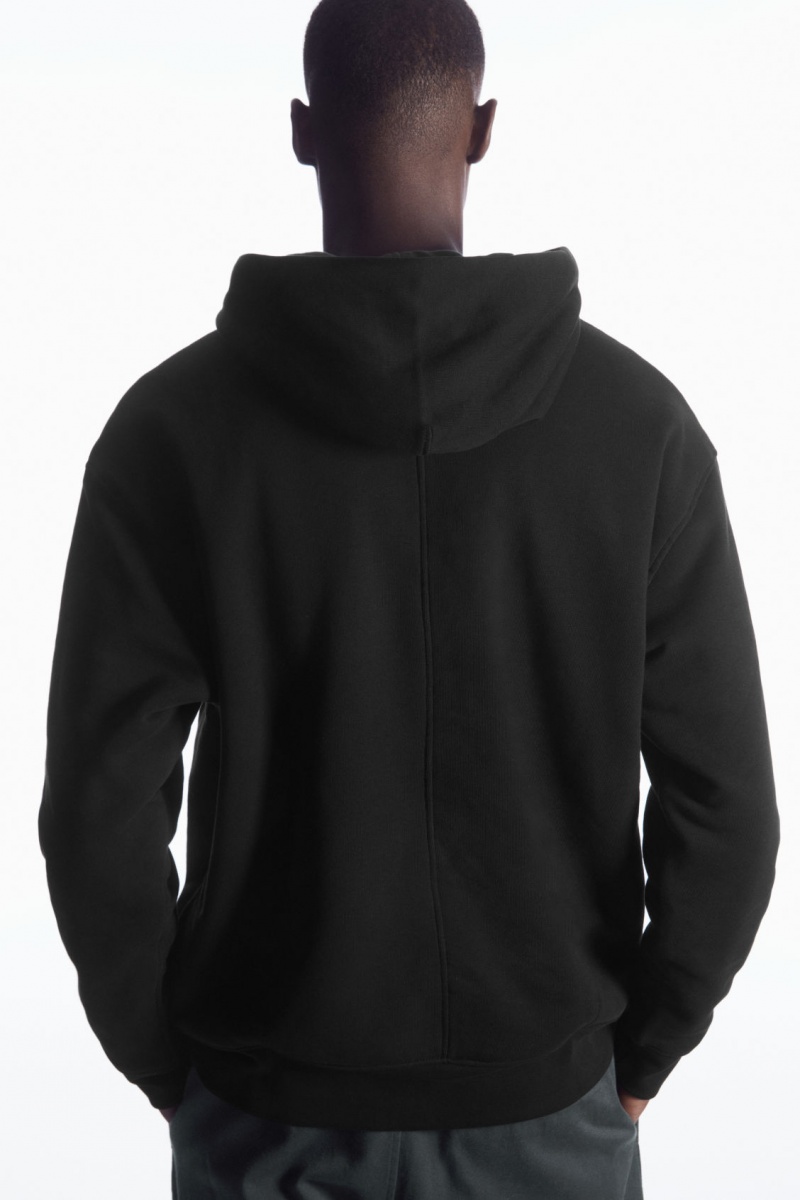 Men's COS Double-Layered Jersey Hoodie Black / Grey NZ-83QSVYGJR