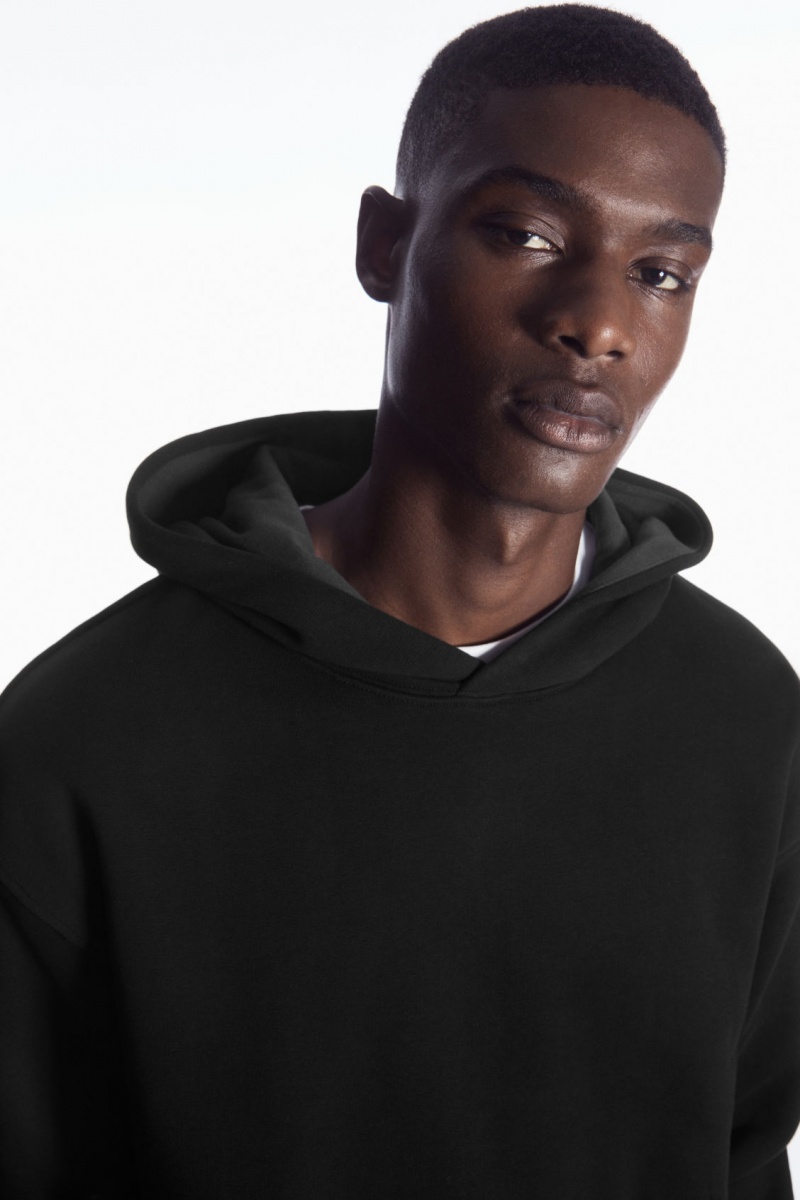 Men\'s COS Double-Layered Jersey Hoodie Black / Grey NZ-83QSVYGJR