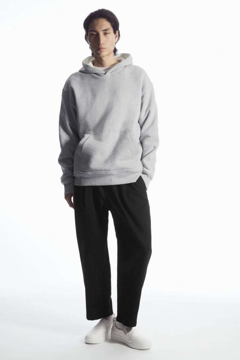 Men's COS Double-Layered Jersey Hoodie Grey / White NZ-75MLYIWGZ