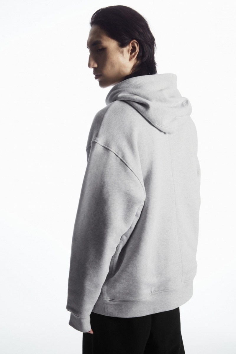 Men's COS Double-Layered Jersey Hoodie Grey / White NZ-75MLYIWGZ