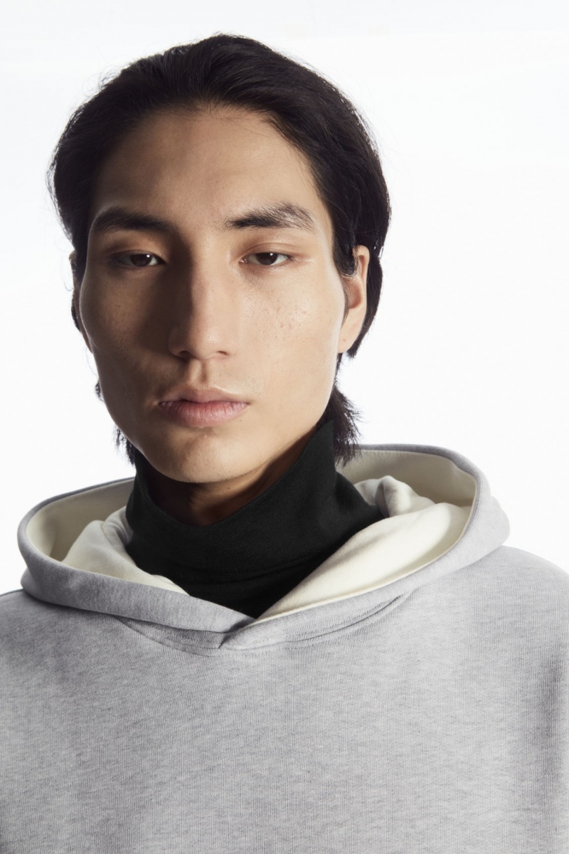 Men's COS Double-Layered Jersey Hoodie Grey / White NZ-75MLYIWGZ