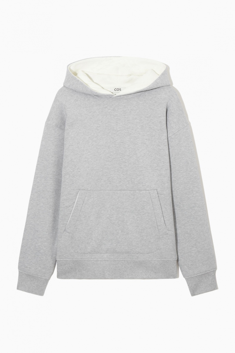 Men's COS Double-Layered Jersey Hoodie Grey / White NZ-75MLYIWGZ