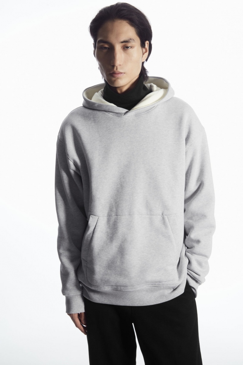 Men\'s COS Double-Layered Jersey Hoodie Grey / White NZ-75MLYIWGZ