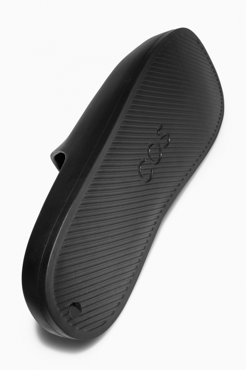 Men's COS Double-Strap Rubber Slides Black NZ-04GISVWNM