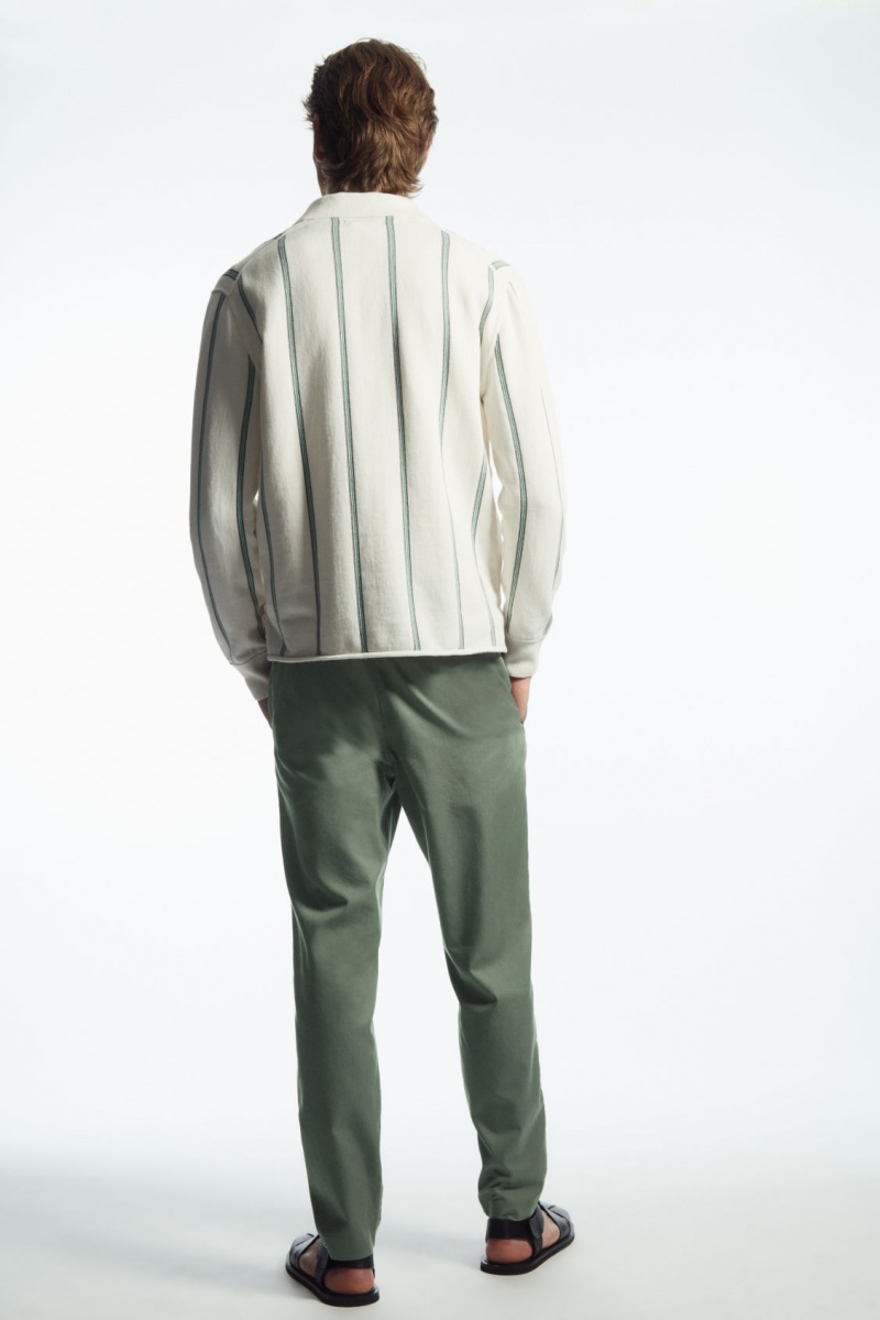 Men's COS Elasticated Tapered Twill Pants Green NZ-71KAHXJNF