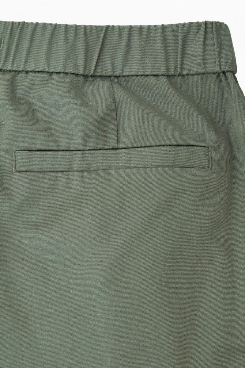 Men's COS Elasticated Tapered Twill Pants Green NZ-71KAHXJNF