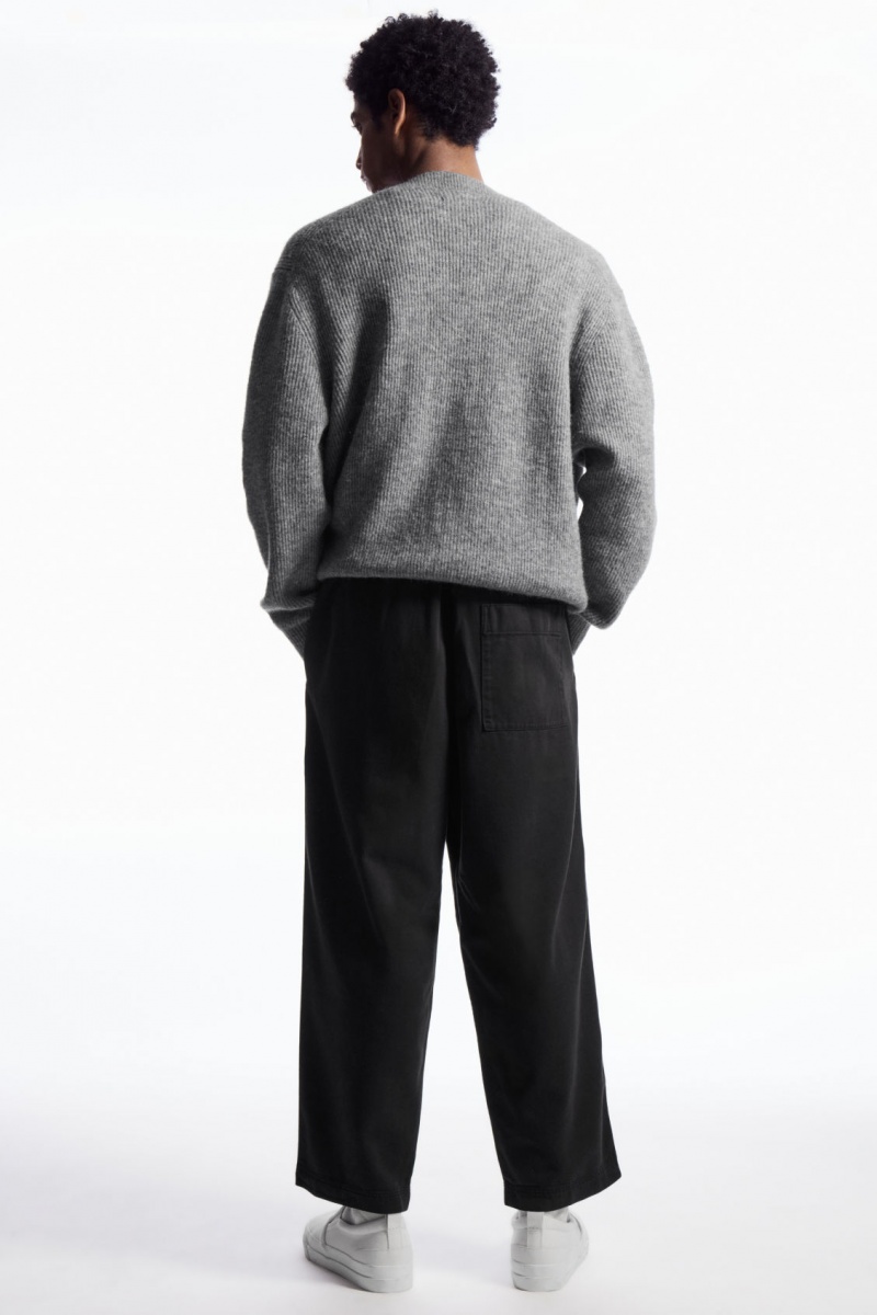 Men's COS Elasticated Twill Pants Black NZ-17ERKYNTI