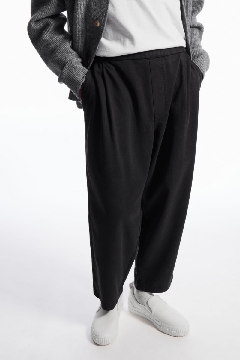 Men's COS Elasticated Twill Pants Black NZ-17ERKYNTI