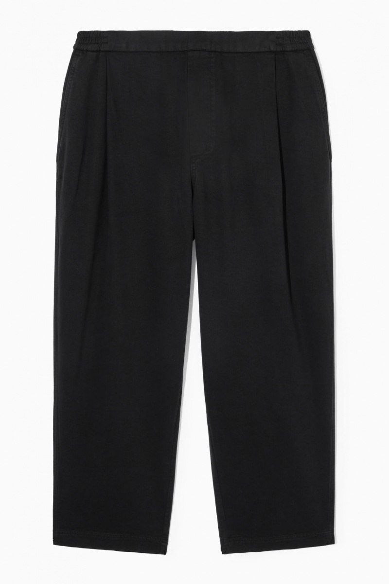 Men's COS Elasticated Twill Pants Black NZ-17ERKYNTI