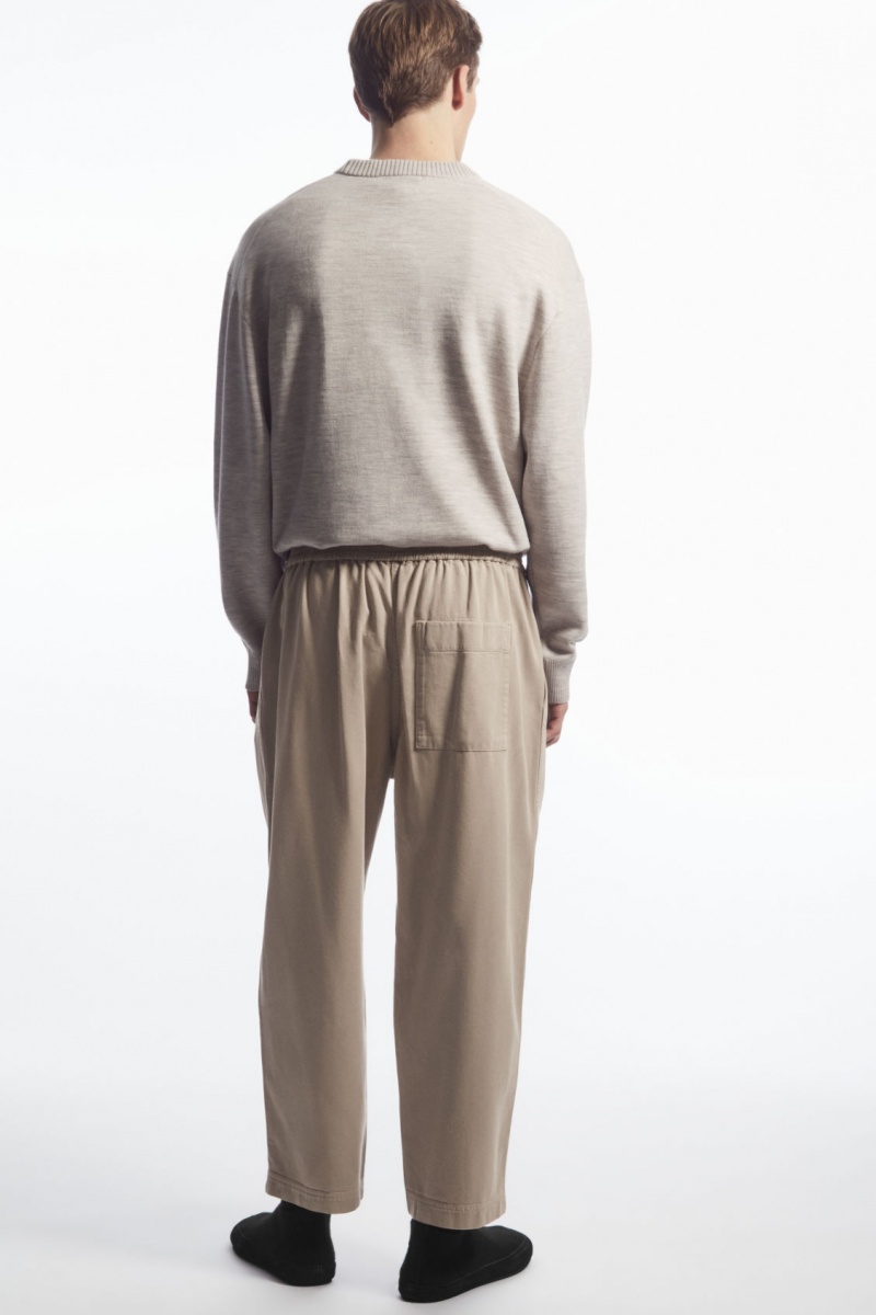 Men's COS Elasticated Twill Pants Grey NZ-07RAKVDZY