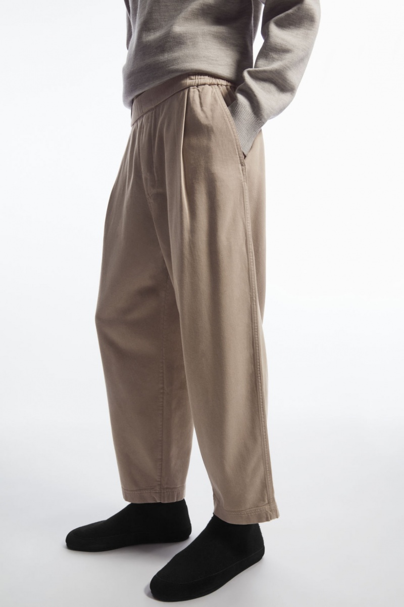 Men's COS Elasticated Twill Pants Grey NZ-07RAKVDZY